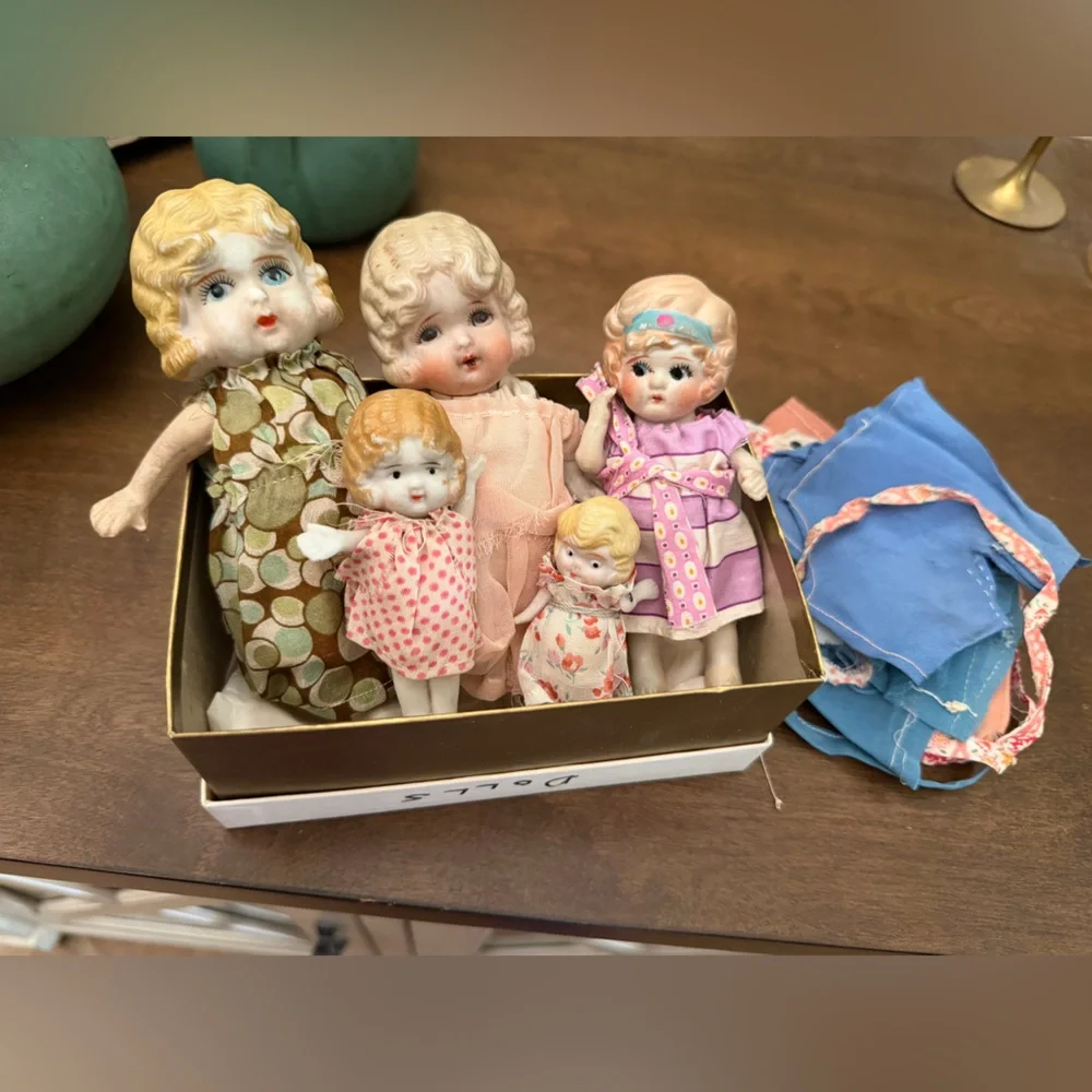 Set of 5 Frozen Charlotte porcelain bisque dolls Antique - Picture 11 of 11